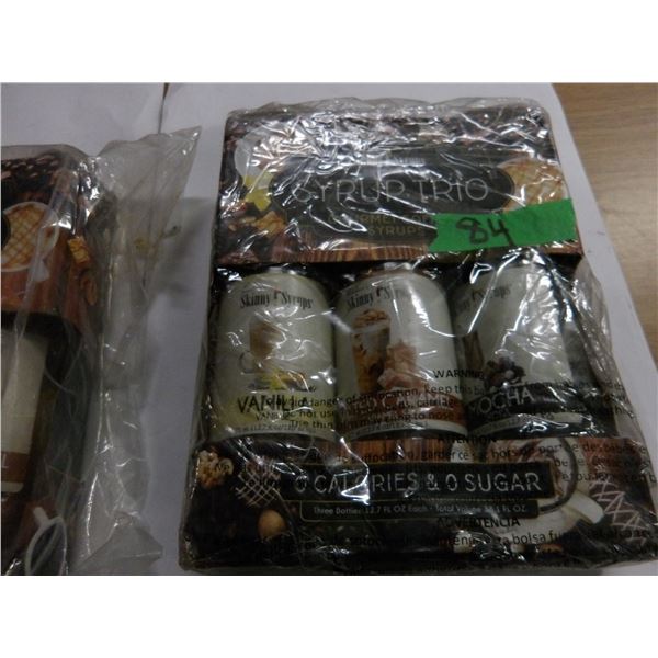 SHELF PULLS (AS IS):  BOX C/W 3 BOTTLES OF COFFEE SYRUP (VANILLA, MOCHA & SALTED CARAMEL)