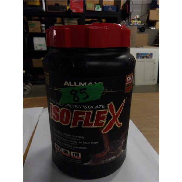 SHELF PULLS (AS IS):  ISOFLEX CHOCOLATAE WHEY PROTEIN (907G) - CONTAINER