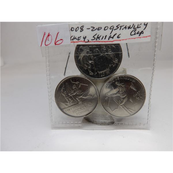 2008 & 2009 STANELY CUP, WOMEN'S HOCKEY & SKIING UNCIRCULATED QUARTER SET