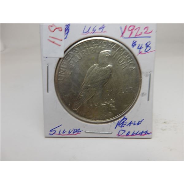 1922 USA SILVER PEACE DOLLAR