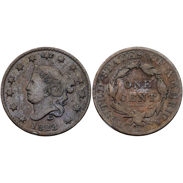 Group of Seven 1823 Cents grading AG3 to VG7