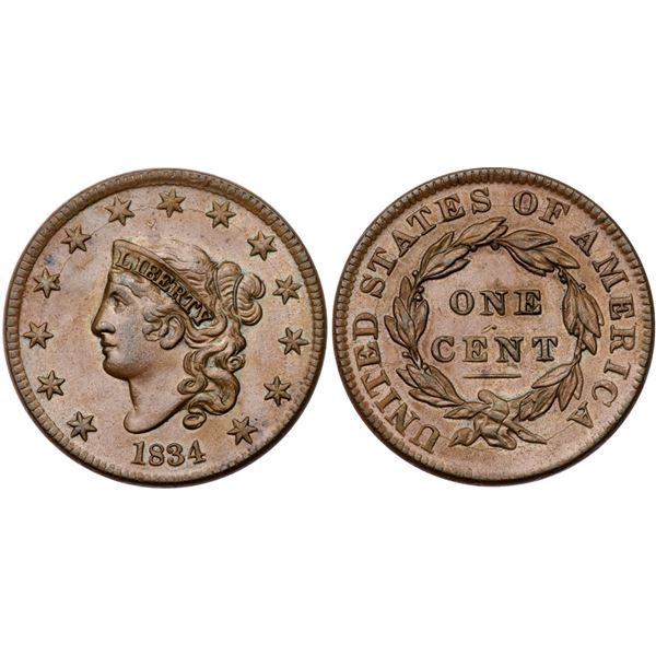 1834 N-1 R1 Small 8, Large Stars, Medium Letters AU50+