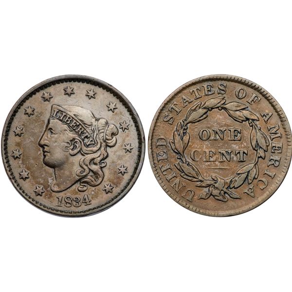 1834 N-4 R2 Large 8, Small Stars, Medium Letters VF25