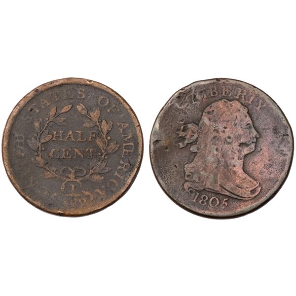 A trio of Draped Bust Half Cents
