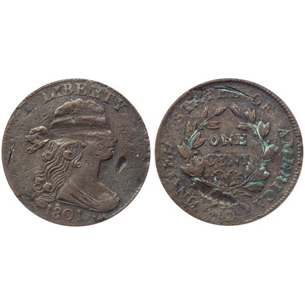 1801 S-221 R2 Corrected Fraction ICG Graded VF20 Details (Damaged)