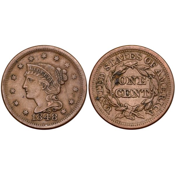 Quartet of Braided Hair Cents 1848-1850