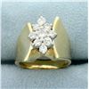 Image 1 : Modern Design Diamond Cluster Ring in 14K Yellow Gold