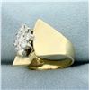 Image 2 : Modern Design Diamond Cluster Ring in 14K Yellow Gold