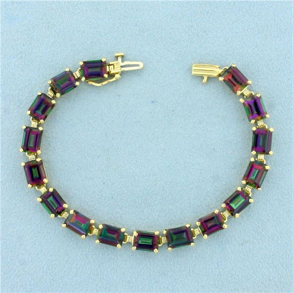 Mystic Topaz Line Tennis Bracelet in 14K Yellow Gold