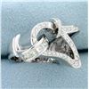 Image 2 : Diamond Abstract Modernist Design Ring In 18k White Gold