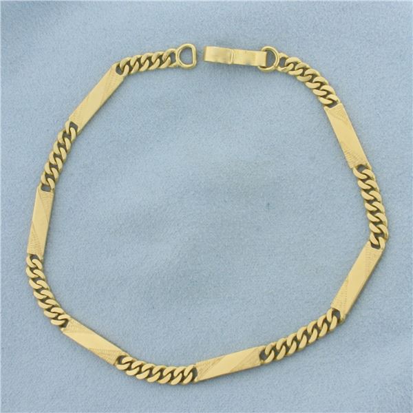 Bar and Link Chain Link Anklet in 18K Yellow Gold