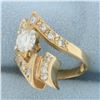 Image 2 : Designer Abstract Modern Design Engagement Ring in 14K Yellow Gold