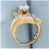 Image 3 : Designer Abstract Modern Design Engagement Ring in 14K Yellow Gold
