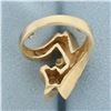 Image 4 : Designer Abstract Modern Design Engagement Ring in 14K Yellow Gold