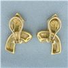 Image 2 : Authentic Tiffany & Co. Paloma Picasso Ribbon Earrings in 18K Yellow Gold