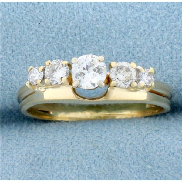 Vintage Five Stone Diamond Wedding or Anniversary Ring in 14K Yellow Gold