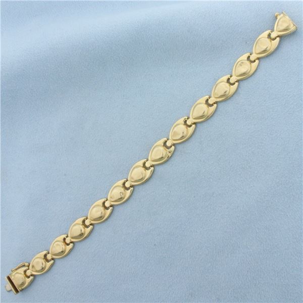 Vintage Puffy Link Bracelet in 14K Yellow Gold