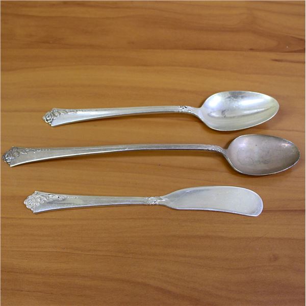 Oneida Heirloom Damask Rose Sterling Silver Flatware Set of 3