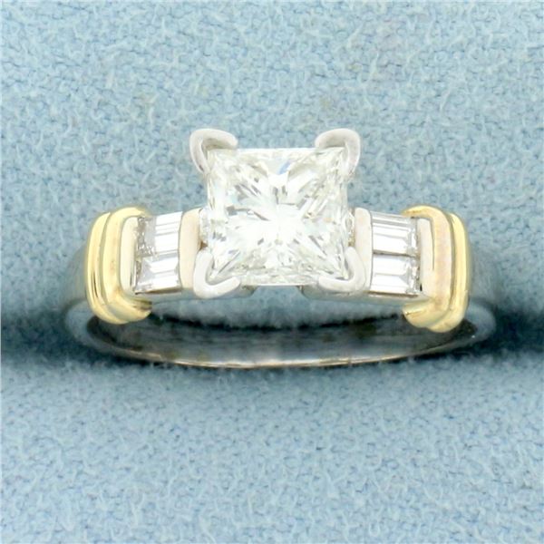 Princess Diamond Engagement Ring in 14K Yellow and White Gold