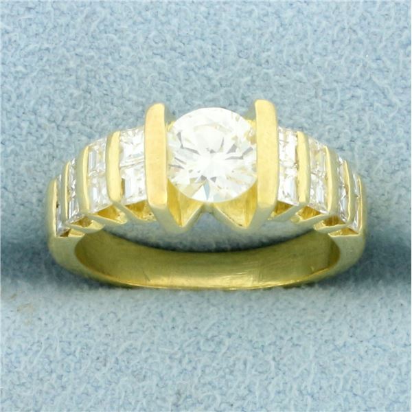 Tension Set Diamond Engagement Ring in 18K Yellow Gold