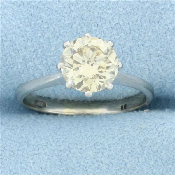 Solitaire Champagne Diamond Engagement Ring in 14K White Gold