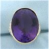 Image 1 : 30CT Amethyst and Diamond Statement Ring in 14K Yellow Gold