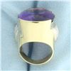 Image 3 : 30CT Amethyst and Diamond Statement Ring in 14K Yellow Gold