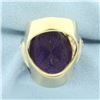 Image 4 : 30CT Amethyst and Diamond Statement Ring in 14K Yellow Gold