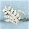 Image 2 : Nature Leaf Design Diamond Ring in 14K White Gold