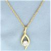 Image 1 : Designer Diamond Solitaire Necklace in 14k Yellow Gold