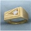 Image 2 : Mens Solitaire Diamond Statement Ring in 14k Yellow Gold
