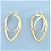 Image 3 : Abstract Heart Hoop Earrings in 14k White and Yellow Gold