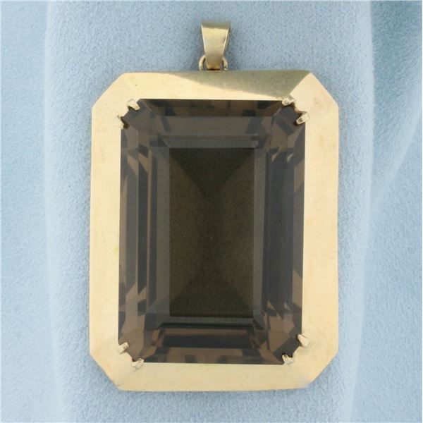 Huge 130ct Smokey Topaz Statement Pendant in 14k Yellow Gold
