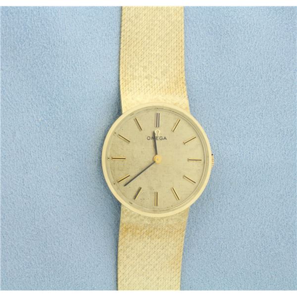 Vintage Omega Watch in Solid 14k Yellow Gold Case and Band