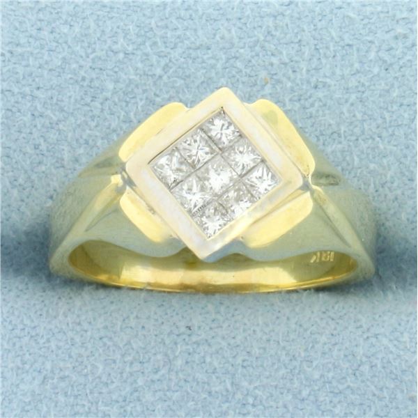 Designer Princess Diamond Ring in 18k Yellow Gold