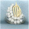 Image 1 : Flame Design Diamond Ring in 14k Yellow Gold