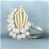 Image 2 : Flame Design Diamond Ring in 14k Yellow Gold