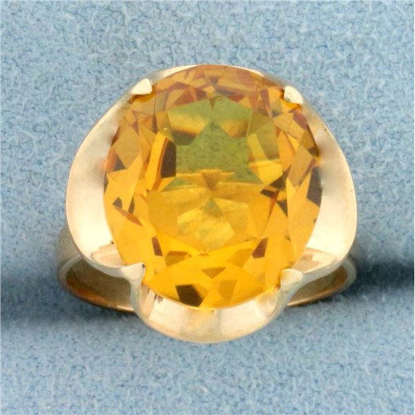 8ct Lab Yellow Sapphire Solitaire Ring in 18k Yellow Gold