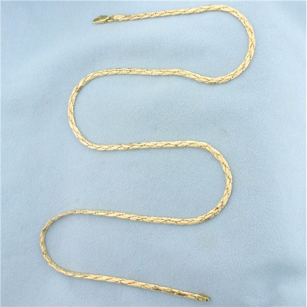 20 Inch Italian Flat Rope Link Chain Necklace in Solid 14k Yellow Gold