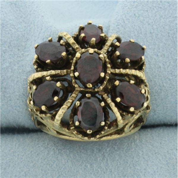 Victorian Revival Garnet Ring in 14k Yellow Gold