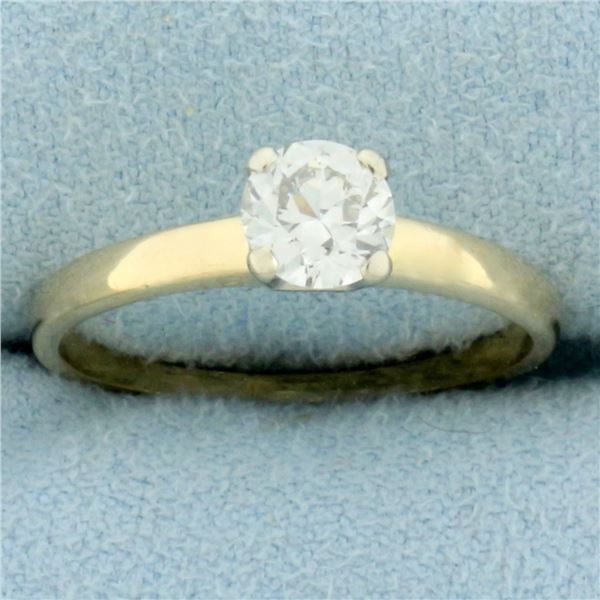 Vintage Old European Cut Diamond Solitaire Engagement Ring in 14k Yellow Gold