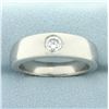 Image 1 : Mens Pipe Cut Solitaire Diamond Wedding Ring in Palladium