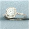 Image 2 : Diamond Halo Engagement Ring in 14k White Gold