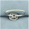 Image 4 : Diamond Halo Engagement Ring in 14k White Gold