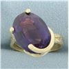 Image 1 : Lab Purple Sapphire Nature Design Ring in 14k Yellow Gold