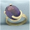 Image 2 : Lab Purple Sapphire Nature Design Ring in 14k Yellow Gold
