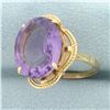 Image 2 : 8ct Fancy Step Cut Amethyst Gemstone Statement Ring in 14k Yellow Gold