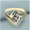 Image 4 : Zigzag Design Diamond Ring in 14k Yellow Gold