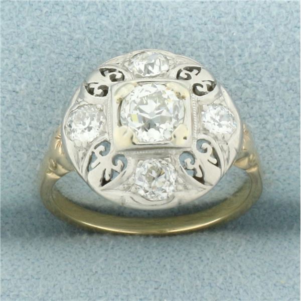Antique Old European Cut Diamond Victorian Ring in 14k Yellow Gold