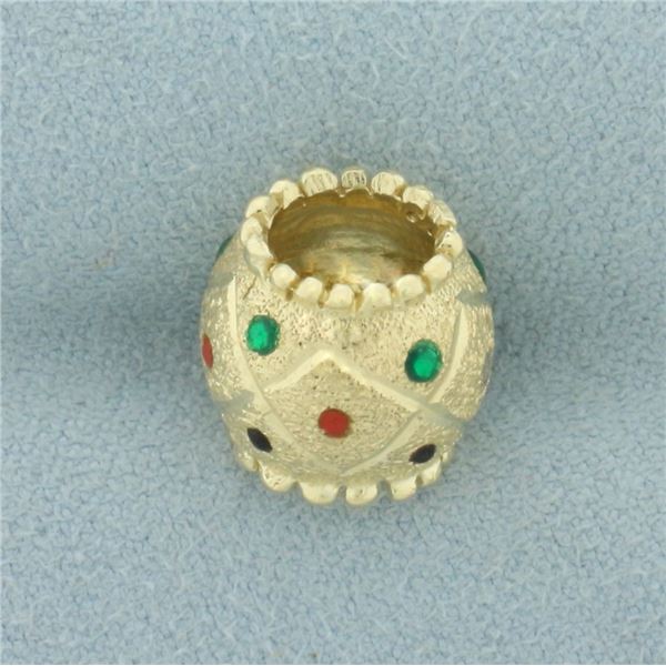Enamel Bead Pendant in 10k Yellow Gold